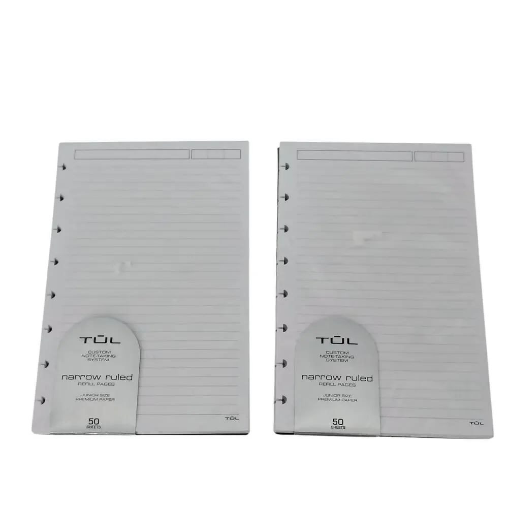TUL Custom Note Taking System Narrow Ruled Paper Refills 2 Packs Junior Size NEW